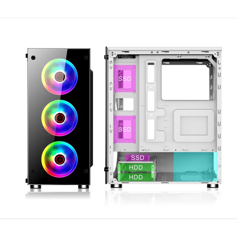 Vỏ Case RuBik II ( Thùng Máy Tính ) Sự kết hợp hoàn hảo với Fan RGB 366 hiệu ứng