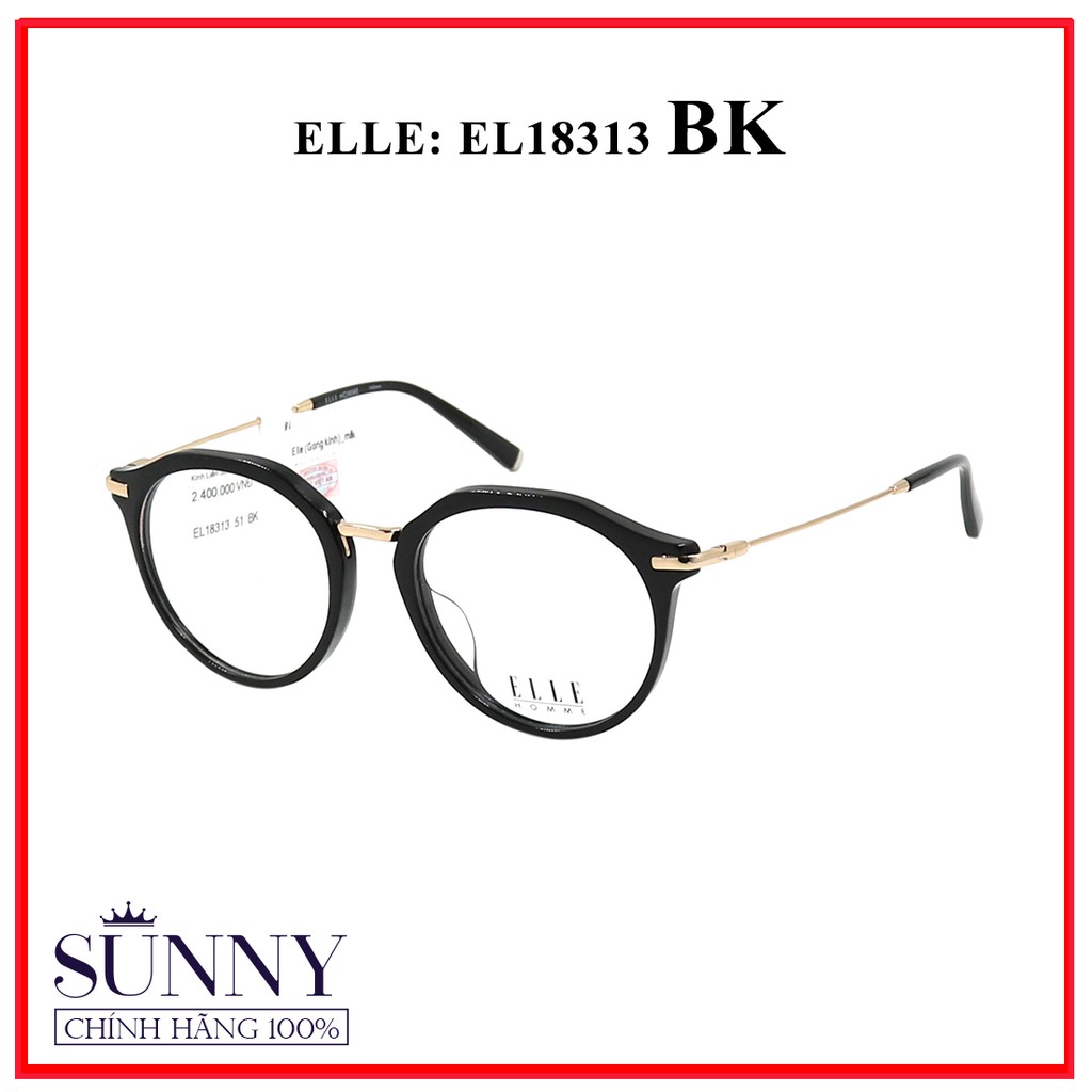 EL18313 BK - Mắt kính unisex hiệu ELLE - sp chính hãng kèm tem chống hàng giả do bộ công an cấp - Màu đen