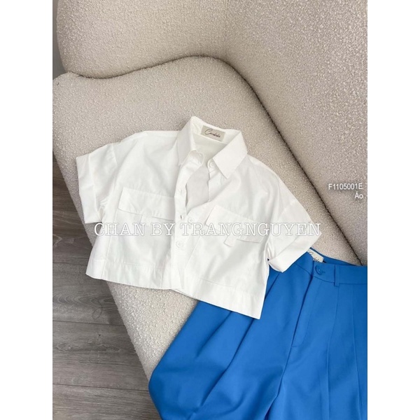 Áo sơ mi nữ croptop tay ngắn phối túi nắp nhiều màu VIENS STORE
