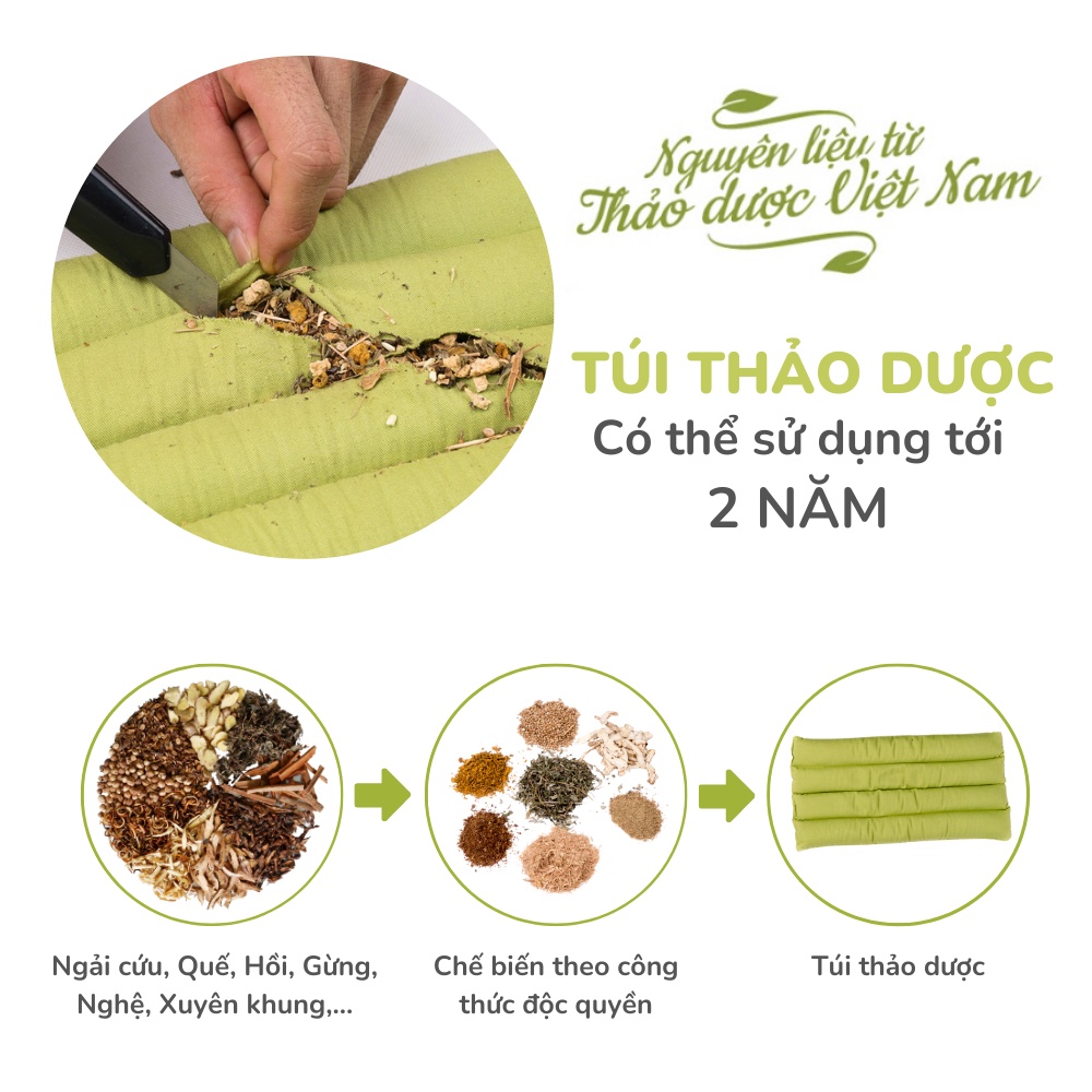 Túi Chườm Nóng Thảo Dược Hapaku Giảm Đau Lưng Hông Dùng Lò Vi Sóng, Thư Giãn, Thải Độc Cơ Thể