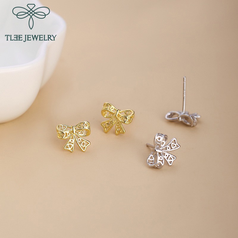 Khuyên tai bạc nữ TLEE nơ đan nữ tính basic TleeJewelry B0171