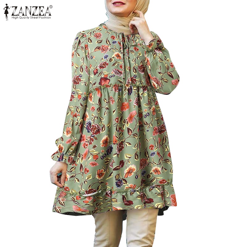 Áo Zanzea tay dài in hoa thanh lịch cho nữ