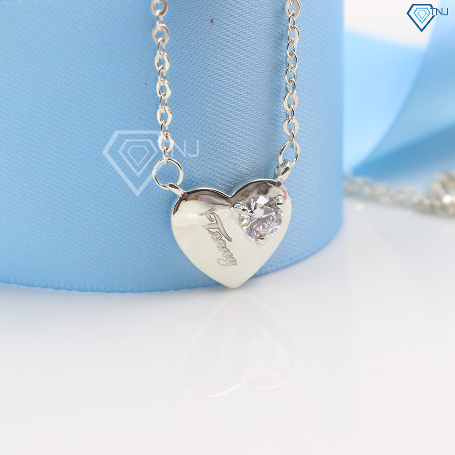 Dây chuyền nữ trái tim đẹp đính đá khắc tên theo yêu cầu DCN0109 - Trang Sức TNJ