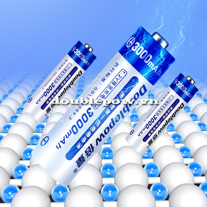 Pin tiểu sạc Doublepow cỡ AA 3000mAh 1.2V dung lượng thật chính hãng