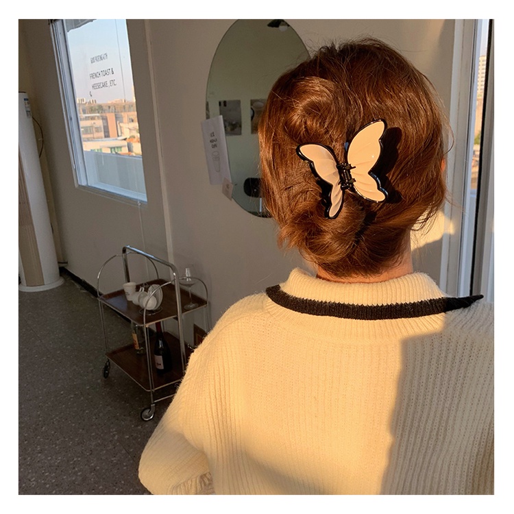 Kẹp tóc càng cua Acrylic hình bướm phong cách Hàn Quốc cho nữ YOS