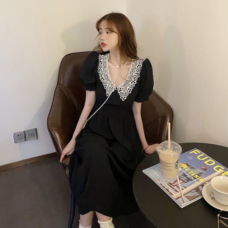 Đầm Perty tay phồng phong cách Hàn Quốc cổ điển thiết kế dễ thương cho nữ