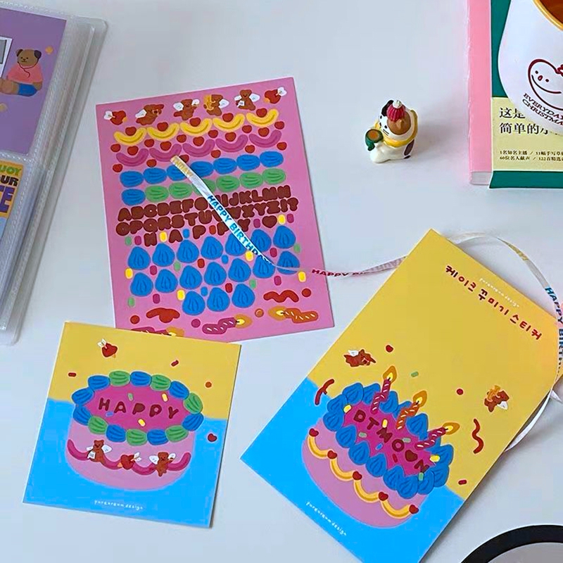 1 Set Birthday Diy Card With Sticker Happy Birthday Gift