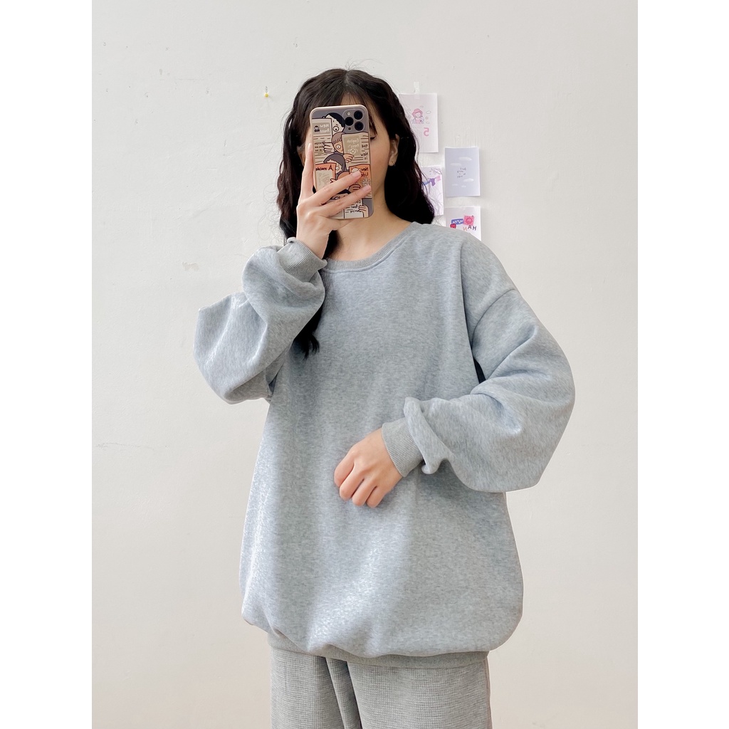 [HÀNG CÓ SẴN] Áo nỉ oversize May Boutique áo nỉ dài tay trơn màu ghi ABS21H_110.001_CBB_F | BigBuy360 - bigbuy360.vn