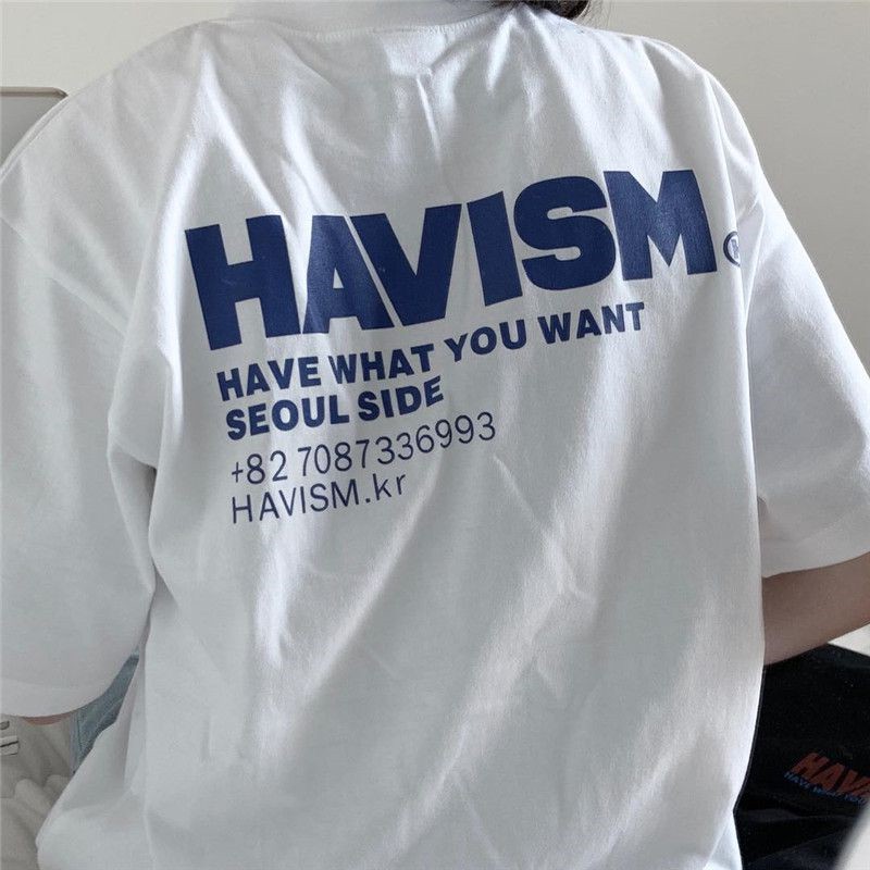 Áo phông nữ nam unisex tay lỡ thun form rộng teen cổ tròn oversize cotton HAVISM giá rẻ màu đen trắng tee pull freesize