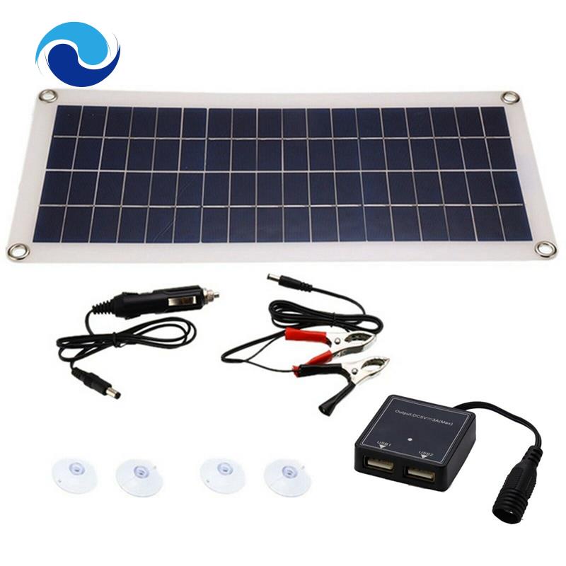 Tấm pin năng lượng mặt trời 1X300W 12V hai cổng USB/DC cho xe hơi