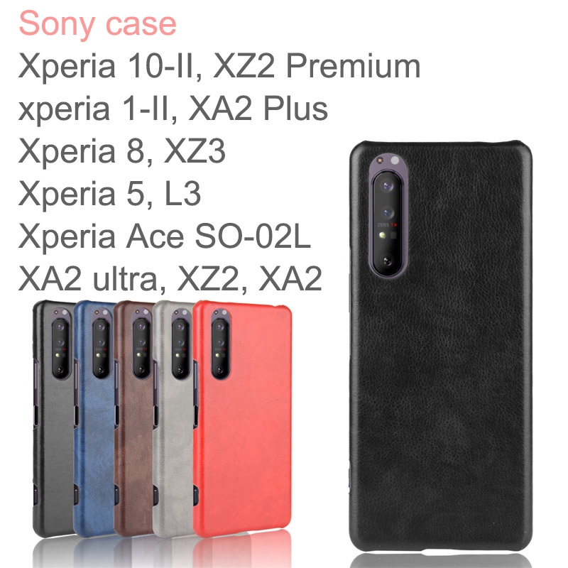 Ốp điện thoại da cứng họa tiết trái vải cho Sony Xperia 1 II 5 8 10 XA2 Plus XZ3 L3 Ace S0-02L Ultra XZ2 Premium