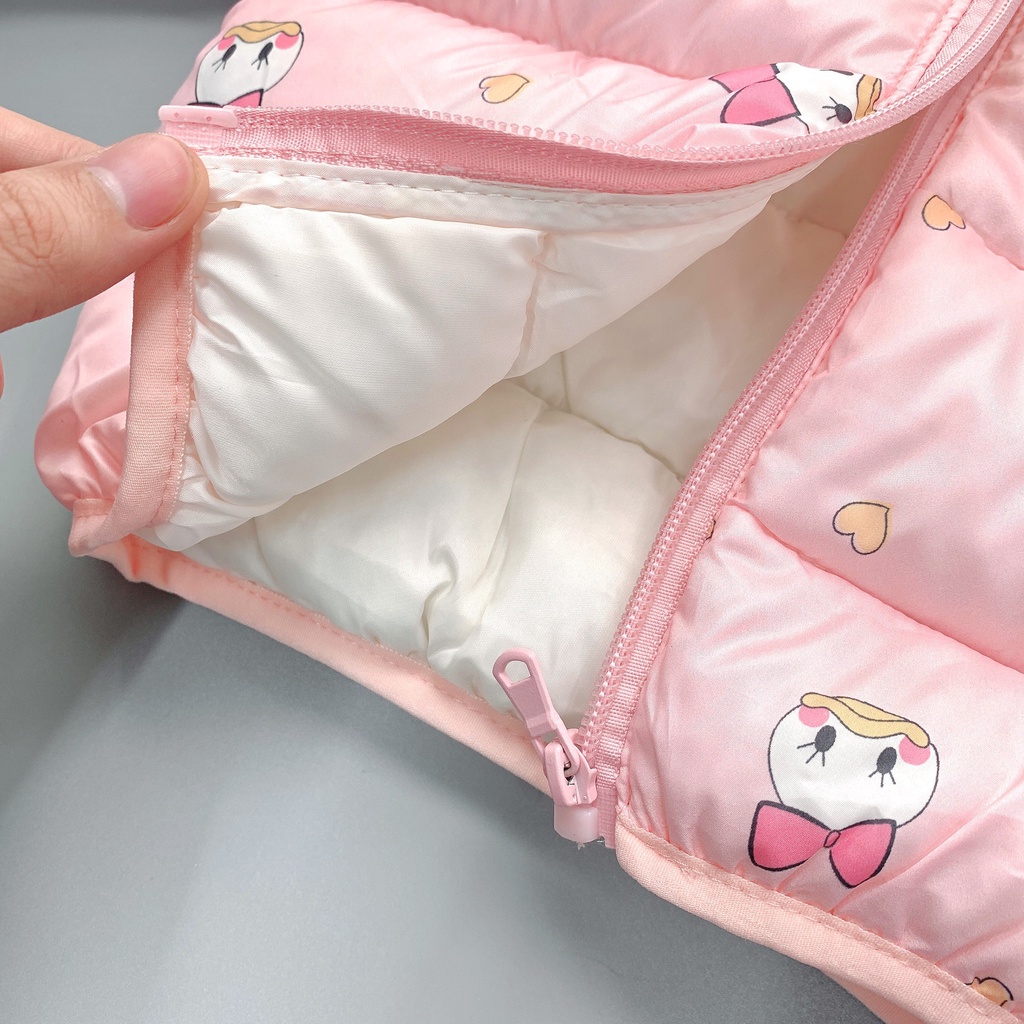 [ Hàng QCCC] Áo khoác trẻ em, áo phao tai gấu hoạ tiết xinh xắn cho bé trai, bé gái (8-20kg)