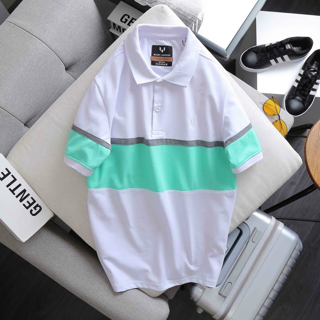 Áo polo nam phối màu Marc Jasson 4M - Vải cá sấu, form basic vô cùng thoải mái THE BASIC STORE