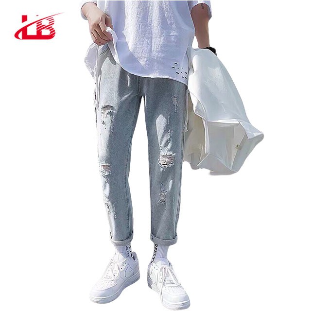 Quần baggy nam LB jean cotton dày dặn, cắt rách , ống rộng dáng suông, BGSH7 | BigBuy360 - bigbuy360.vn