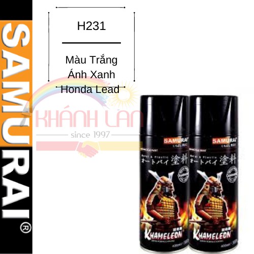 Sơn xịt Samurai Việt Nam – H231 – Màu Trắng Ánh Xanh Honda LEAD