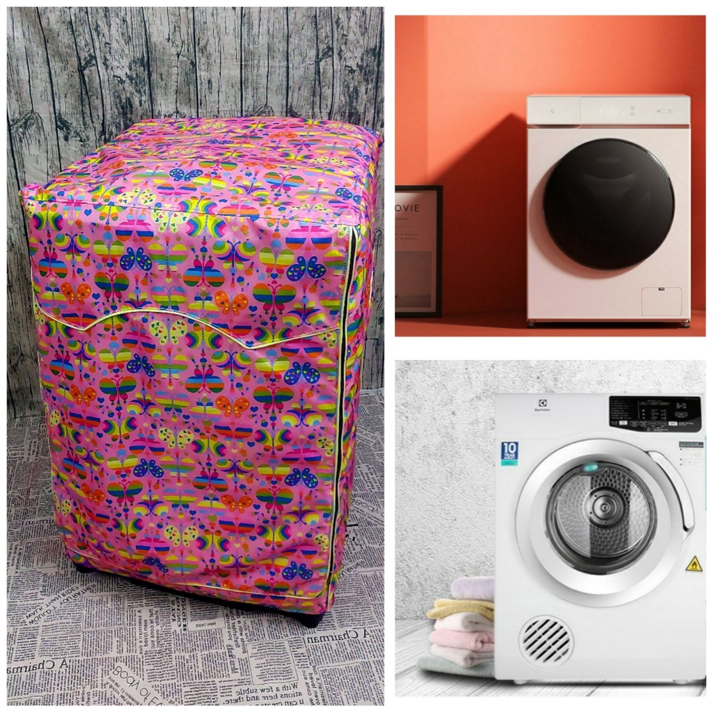 Áo trùm, vỏ bọc máy giặt electrolux (mẫu bướm hồng)