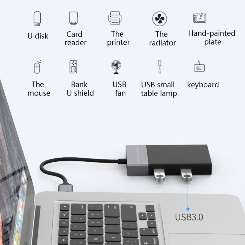 Pc 6 In 1 High Speed Usb 3.0 2 Port Hub Adapter To Xqd / Cf / For Sd / Tf