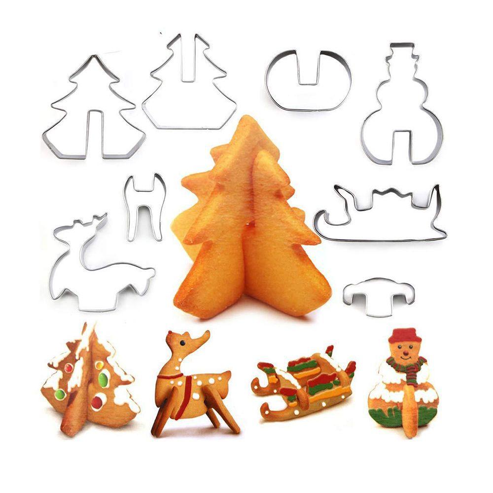 Bộ 8 Khuôn Làm Bánh Bằng Thép Không Gỉ Hình Giáng Sinh 3D