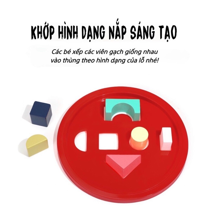 Bộ xếp hình khối mô hình thành phố thu nhỏ bằng gỗ, có tranh ghép nền, giúp bé tăng khả năng sáng tạo