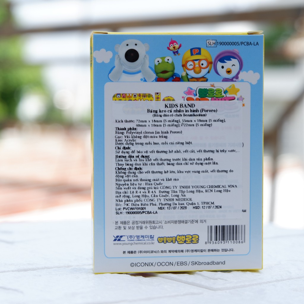 Băng keo cá nhân Kids Brand in hình Pororo dễ thương Young Chemical NPP Shoptido