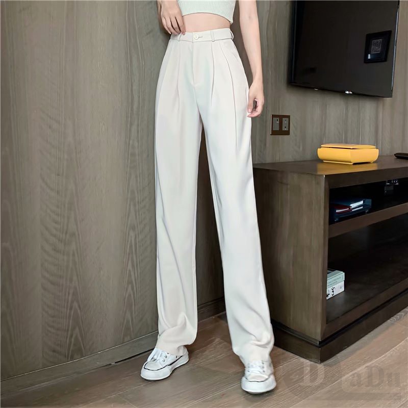 Daduhey Quần Dài Ống Rộng Lưng Cao 3 Màu Lựa Chọn Cho Nữ