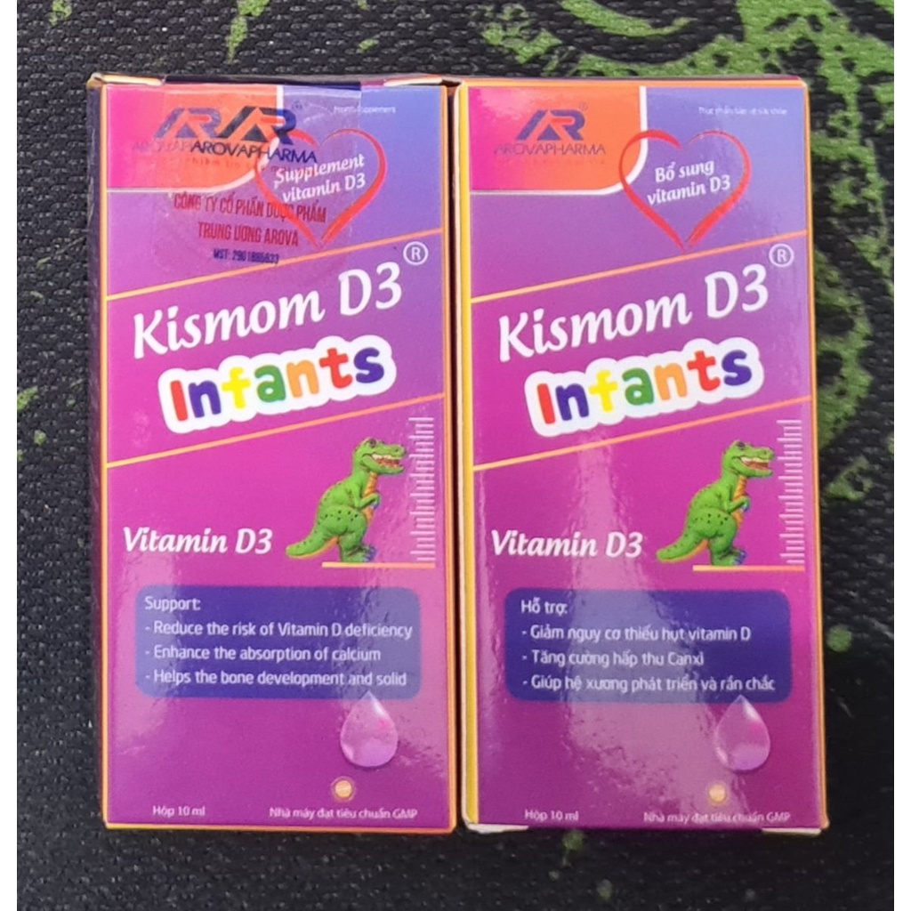 Vitamin D3 K2 MK7 Kismom D3 Infrants - Giúp tăng cường hấp thu Canxi, giúp hệ xương phát triển và chắc chắn