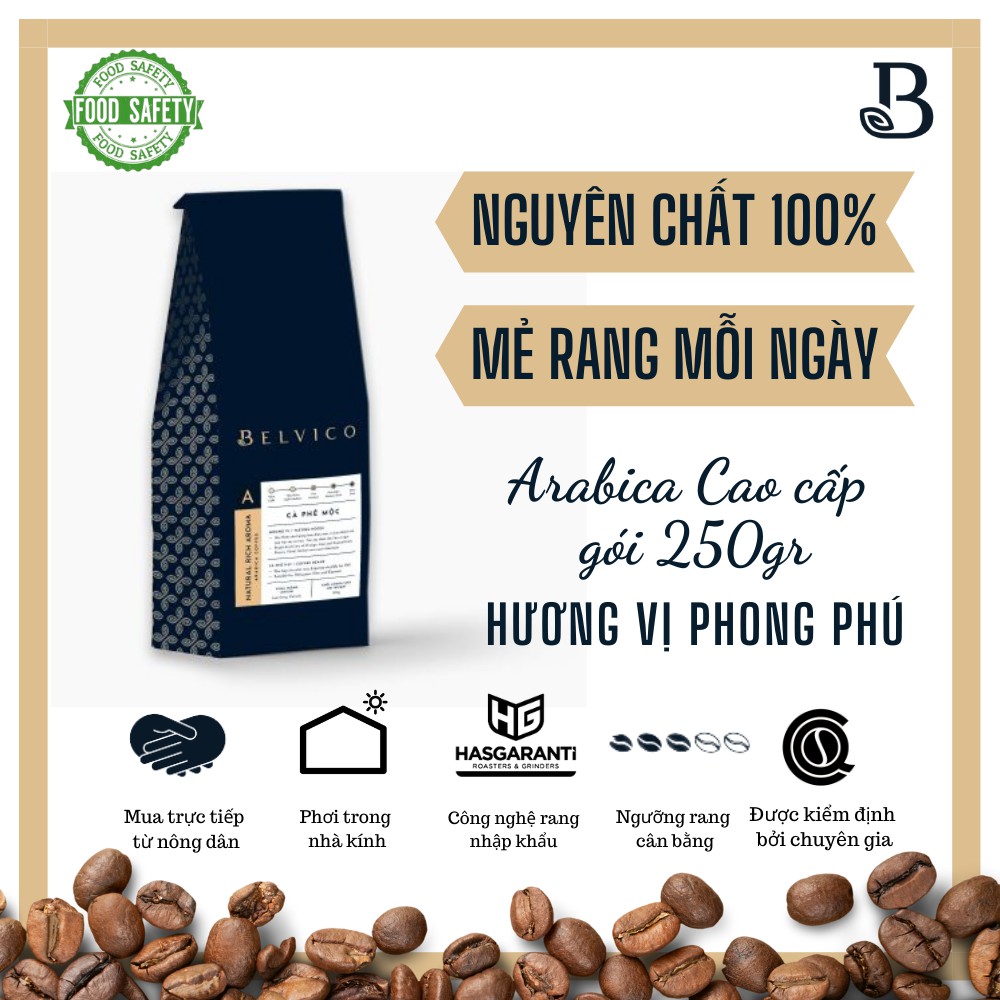 Cà phê Arabica cao cấp - Hương vị phong phú - nguyên chất 100% - gói 250gr - Belvico coffee