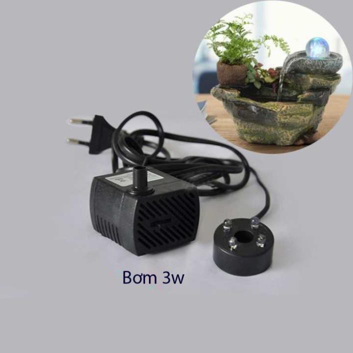 Máy Bơm Nước Chìm 4 đèn led đổi màu, Hồ Cá, Hòn Non, Bộ Thác Nước