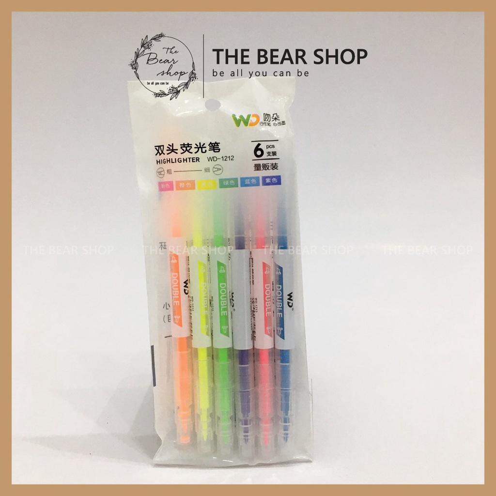 Set bút dạ quang 6 màu - Lẻ 1 màu hàng loại 1 trang trí sổ quà tặng 8 tháng 3 - The Bear Shop