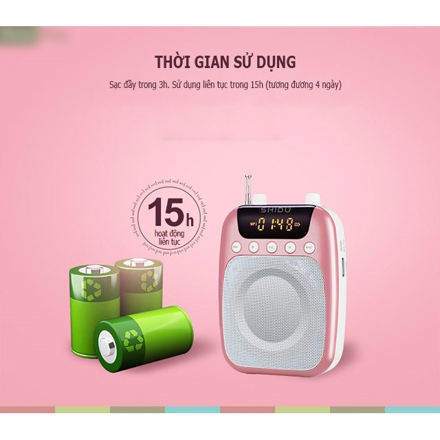 [Mã ELMS5 giảm 7% đơn 300K] Máy trợ giảng không dây SHIDU SD-S358 (FM) quà tặng mic có dây