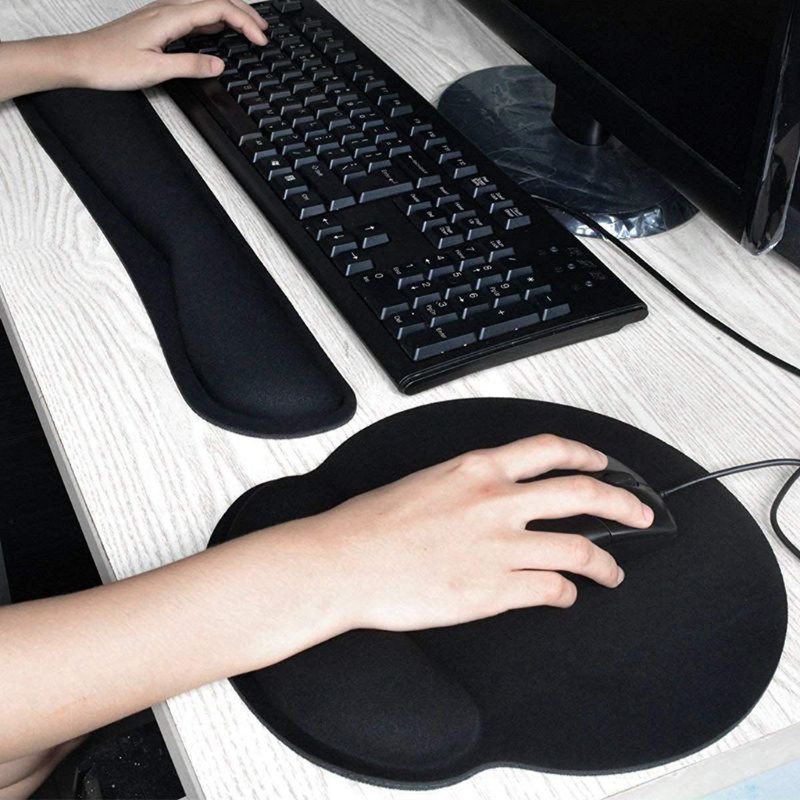 DOU Wrist Rest Mouse Pad Memory Foam Superfine Fibre Wrist Rest Pad Ergonomic Mousepad for Typist Office Gaming PC Laptop