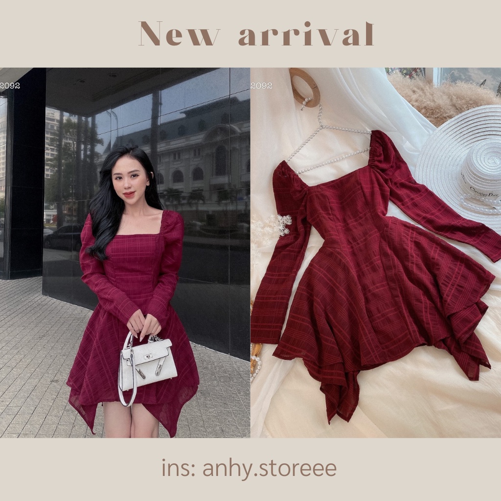 Váy Dự Tiệc Màu Đỏ Đô Sang Chảnh, Đầm Dự Tiệc Đỏ Sexy Tay Dài