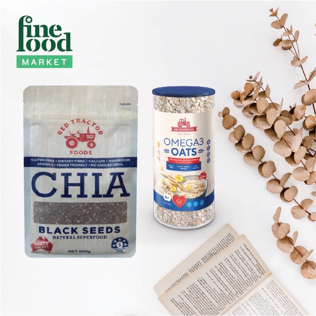 [Combo sức khỏe] Yến mạch omega3 oats Red Tractor Foods  dạng hũ 500gr + Hạt chia đen Red Tractor Foods gói 500gr