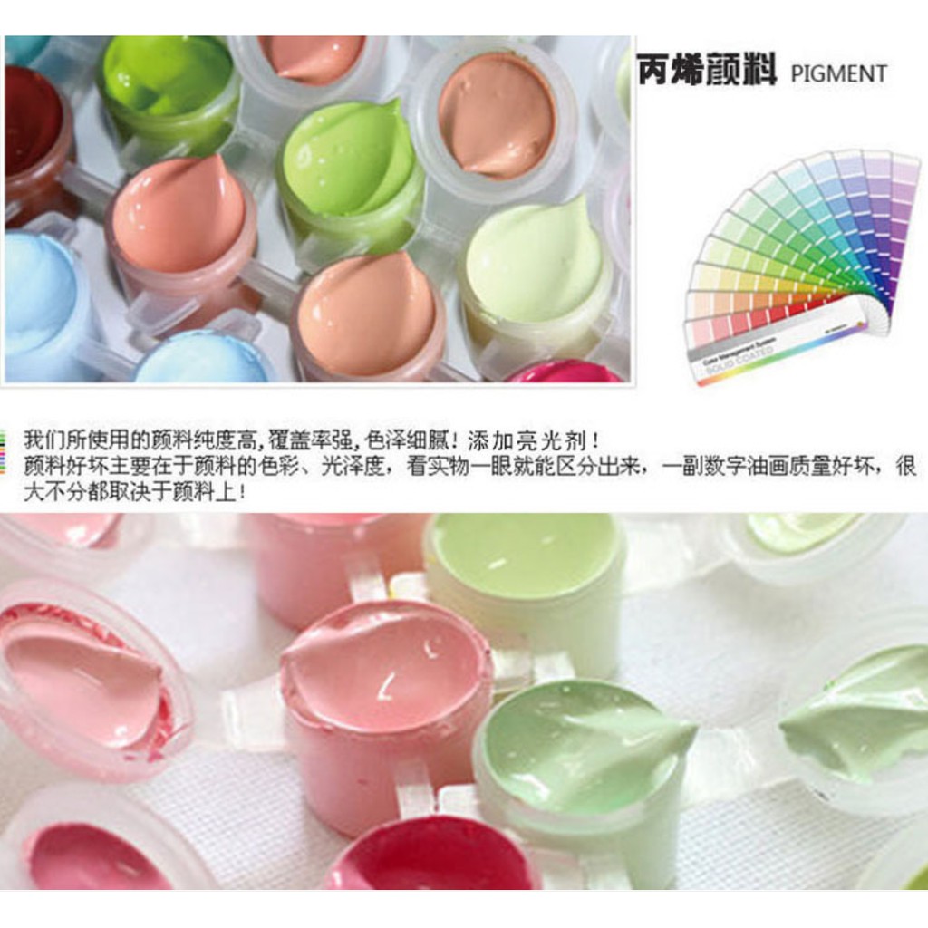 Bộ Tranh Sơn Dầu Trang Trí Tự Làm Hình Phong Cảnh Và Hoa 20*20Cm