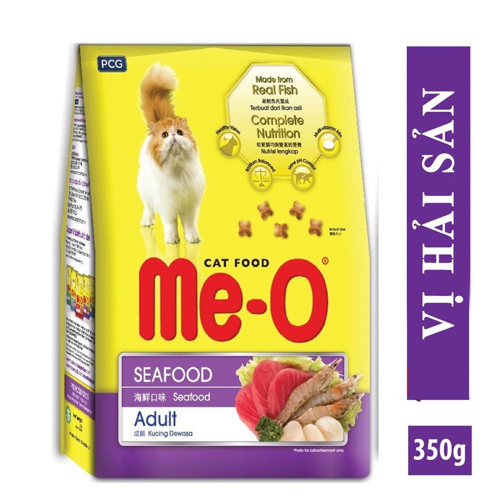 Hạt thức ăn cho mèo nhãn hiệu Me-O dành cho mọi lứa tuổi gói 350gram, hạt cho mèo