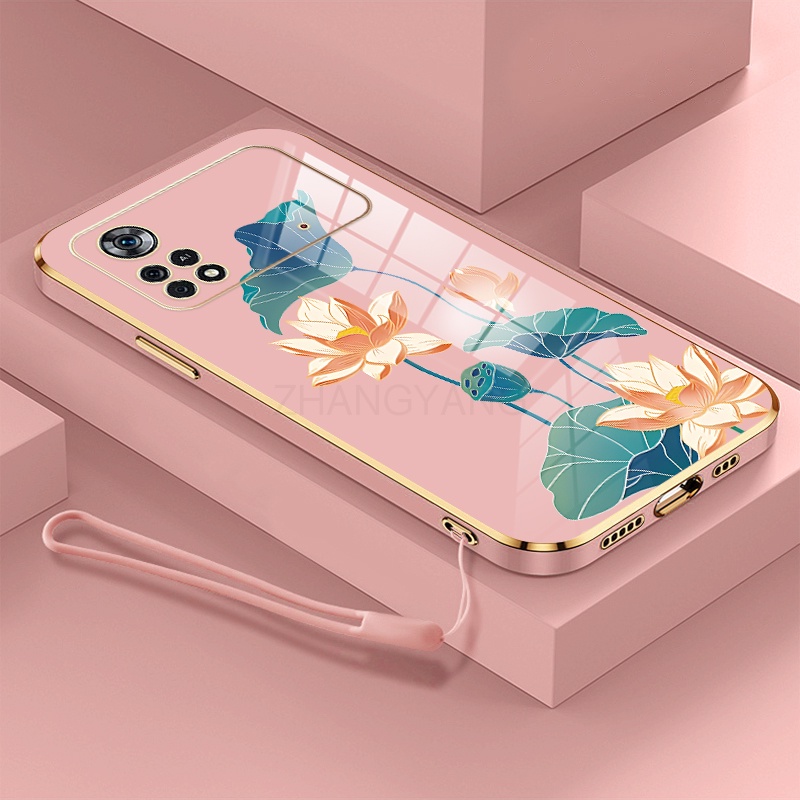 ốp lưng poco m4 pro 4g poco x4 pro 5g ốp điện thoại poco m4 pro 4g poco x4 pro 5g Ốp Điện Thoại TPU Dẻo Mạ Màu Họa Tiết Hoa Sen Sang Trọng
