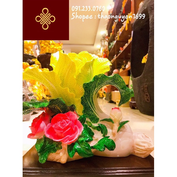 Tượng Bắp cải và hoa mẫu đơn phong thuỷ .