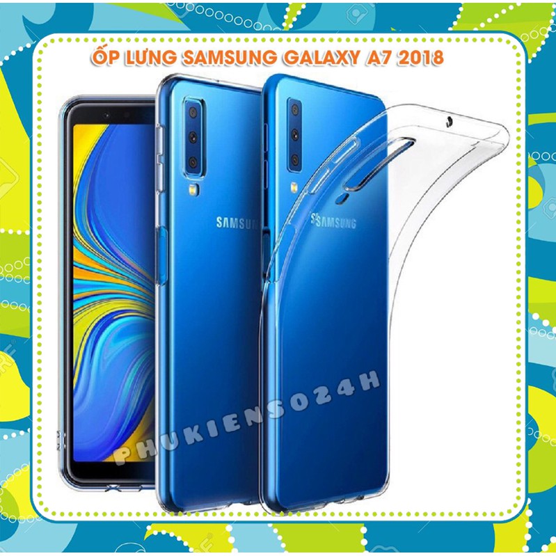 Ốp Silicon Samsung A7 2018 Trong suốt (hàng cao cấp_chống ố 