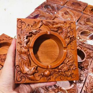 Gạt Tàn Long Phụng gỗ Hương,gỗ gõ 13cm