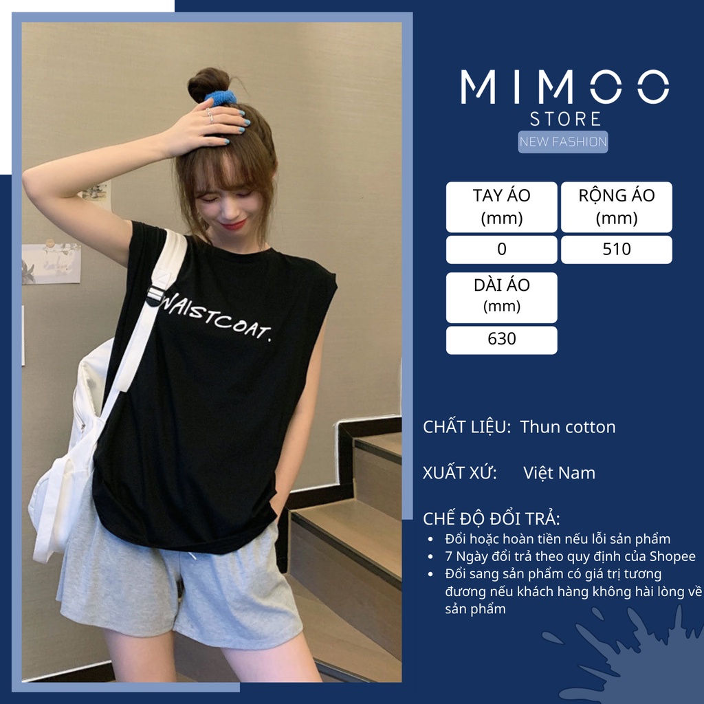 Áo ba lỗ nữ sát nách form rộng thun cotton tập gym freesize BL01