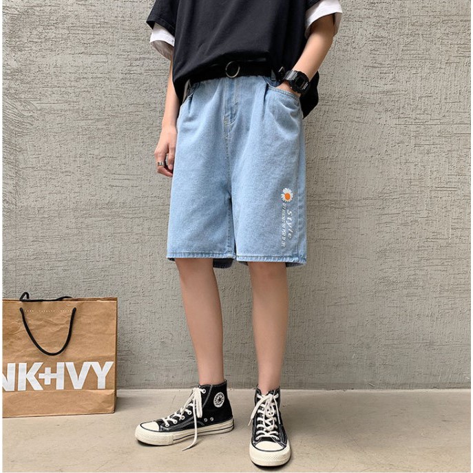 Quần short jean hoa cúc nam nữ Style ulzzang siêu hot | BigBuy360 - bigbuy360.vn