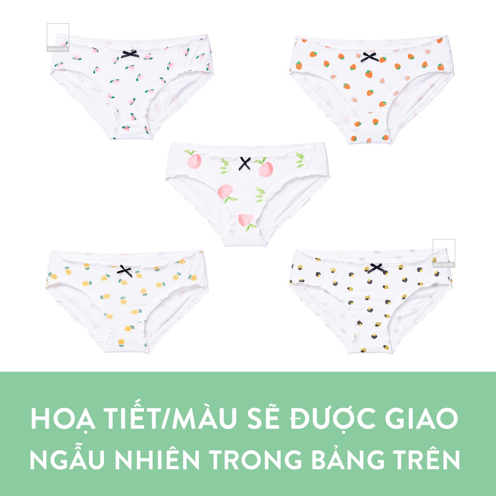 Quần lót cotton pha họa tiết trái cây đính nơ dễ thương BOM SISTER Q0306 | BigBuy360 - bigbuy360.vn