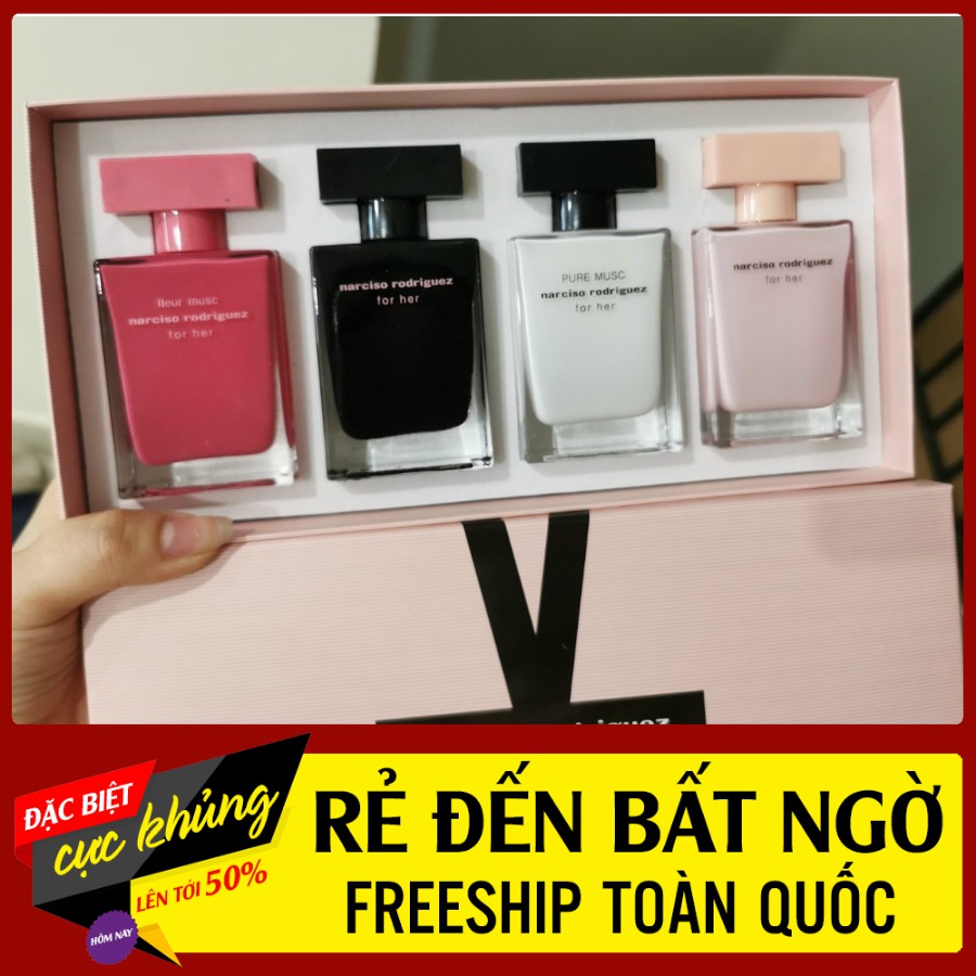 Sét Nước Hoa Narciso Rodriguez 4 chai mini 30ml Cực Thơm - Mùi Hương Quyến Rũ - Xịt Là Mê | Thế Giới Skin Care