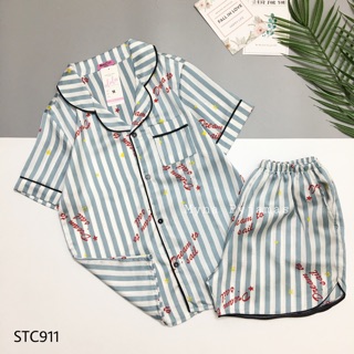 Myna Pyjamas - Bộ lụa satin Cộc Đùi hình