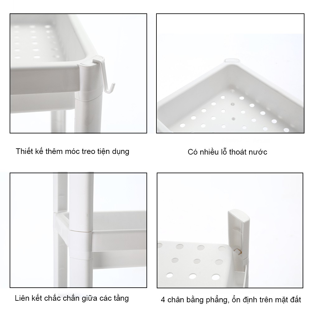 Kệ nhựa 3 tầng đa năng có giỏ treo IKEA VESKEN (Màu trắng)