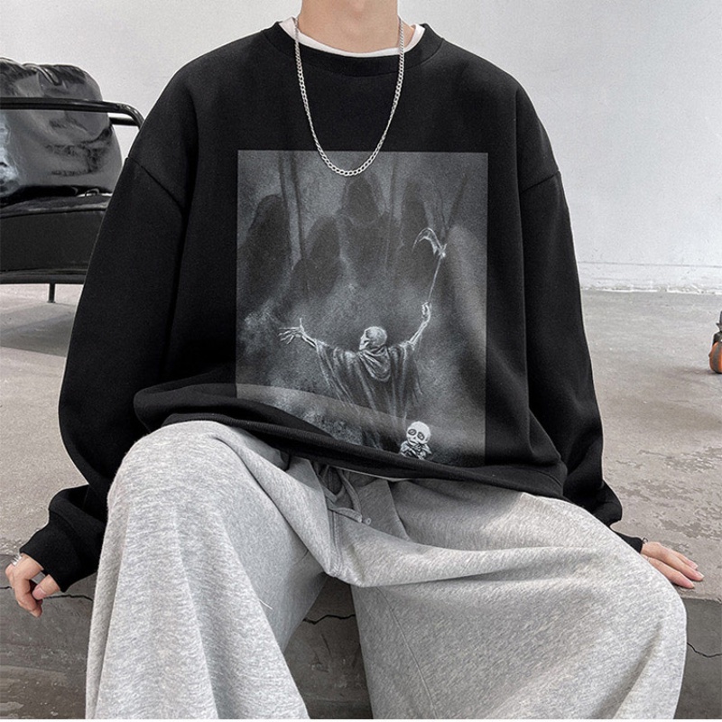 Áo sweater cổ tròn tay dài in họa tiết phong cách hip hop thời trang cho nam size M-5XL