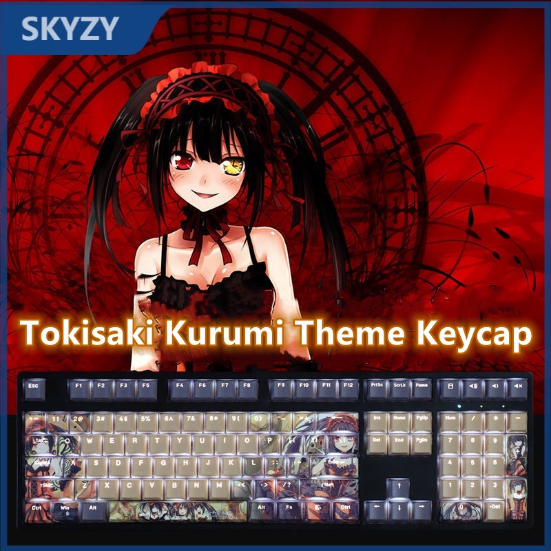 Tokisaki Kurumi Keycap Cherry Profile DATE A LIVE Theme Keycap Anime PBT Dye Thăng hoa Bàn phím cơ Truyền ánh sáng Keycap