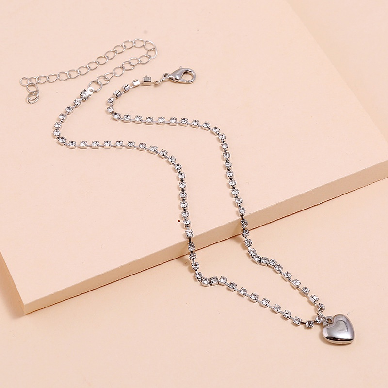 Vòng cổ choker MANYUE dáng ngắn mặt trái tim đính đá nhân tạo lấp lánh phong cách Hàn Quốc thời trang