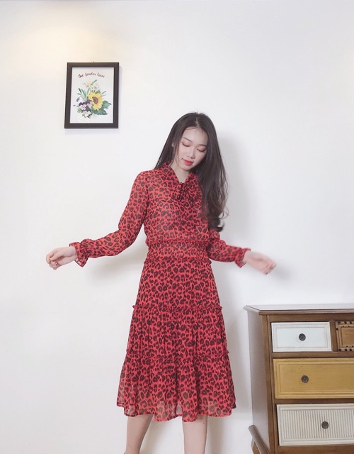 Đầm hoạ tiết da beo