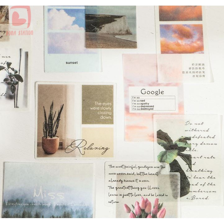 Bộ 40 sticker hình dán Time Letter phong cảnh vintage | BSB027